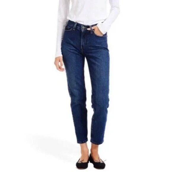 Mott & Bow Mom Jeans Size 32 High Waist Tapered Hem Anthropologie - Picture 2 of 6